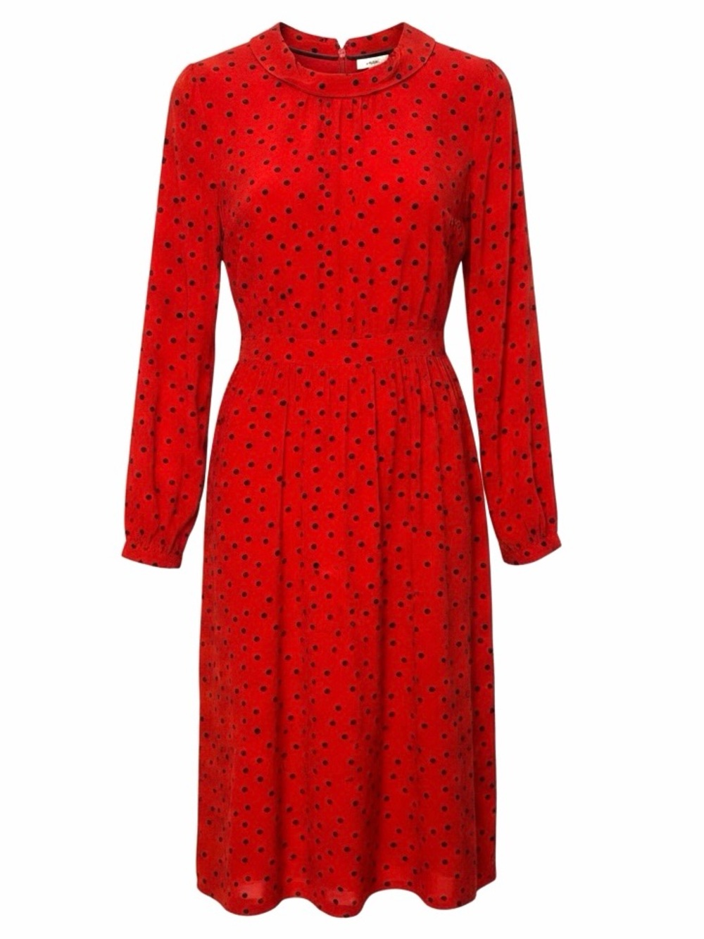 NWT Boden Red Polka Dot Long Sleeve Midi Dress